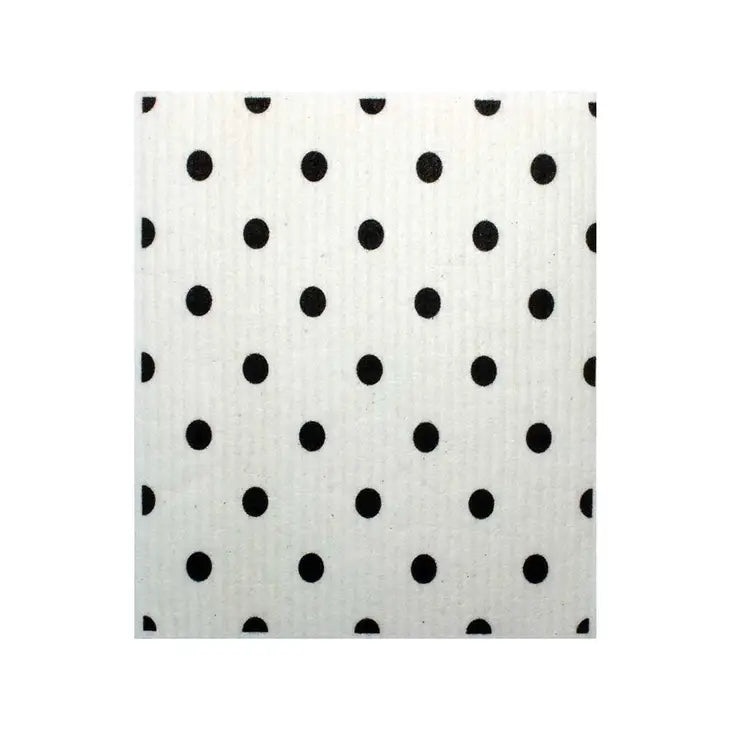 Image of black and white polka-dot Swedish dishcloth.