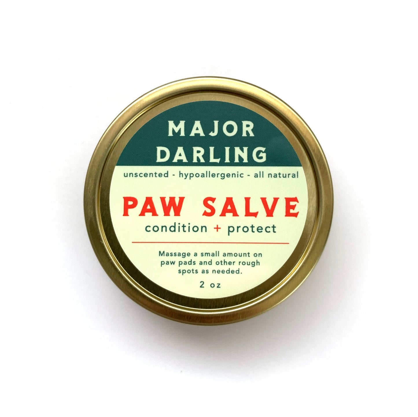 image of Major Darling brand dog paw salve in tin.
