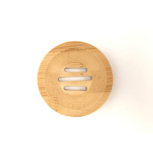 small round slotted wooden tray for shower steamer