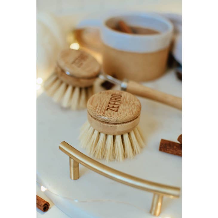 image of bamboo and sisal replacement head for long handled dish scrubber.