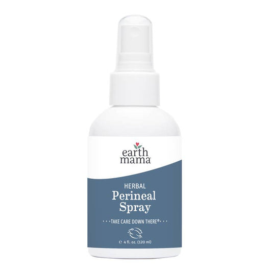 4 oz boittle of perineal spray with blue product label from earth mama organic