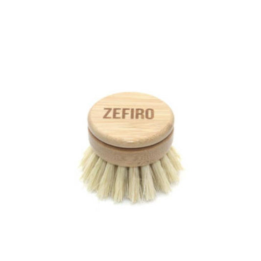 image of replacement head for dish scrubber, made from bamboo and sisal, product is compostable.